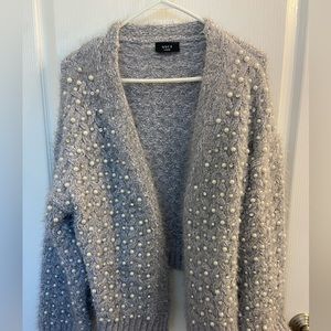 Diamond and Pearl Embellished Fuzzy Cardigan Size L
